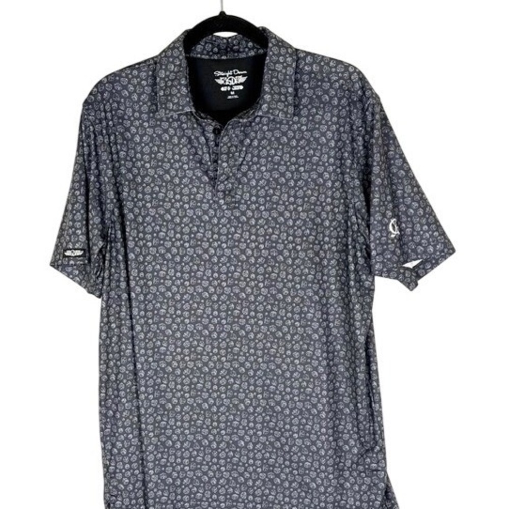 Straight Down Performance Golf Polo Shirt Men's M Dice‎ Print Short Sleeve